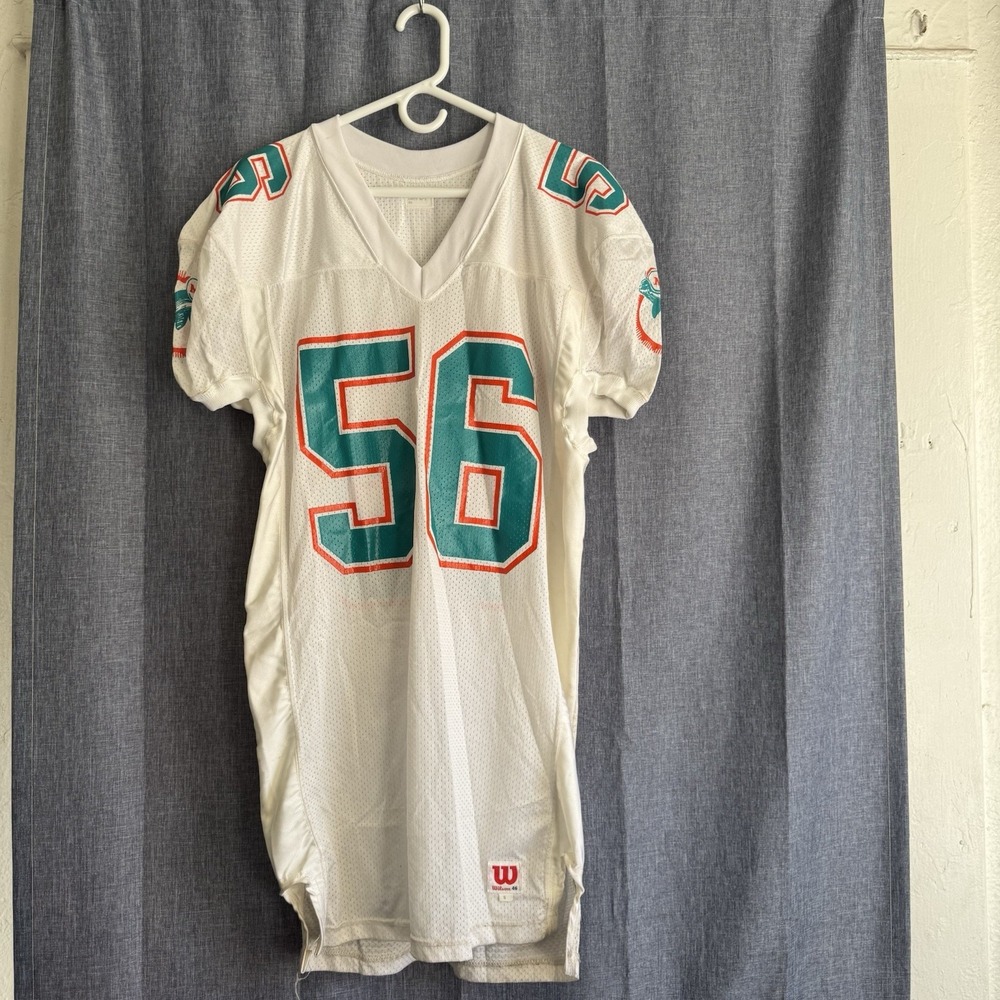 #56 Miami Dolphins Wilson Jersey Sample Team/Game Issue Pro Cut White sz 46